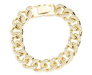 Iced BOLD MASSIVE Hip Hop Bracelet - BLING CURB 14mm gold - Gold