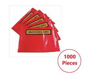 Invoice Enclosed Pouch - 115 X150MM Red Clear Document Sticker Envelope - 1000