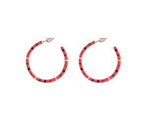 Jewelcity Sunkissed Womens/Ladies Dash Line Hoop Earrings (Red) - JW972