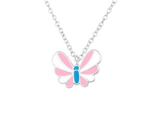 Kid's Sterling Pink Butterfly Necklace for Girls