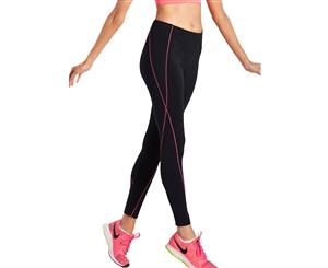 LaSculpte Womens Tummy Control Fitness Athletic Workout Sports Running High Waist Contrast Trim Full Length Yoga Legging- Black/Coral