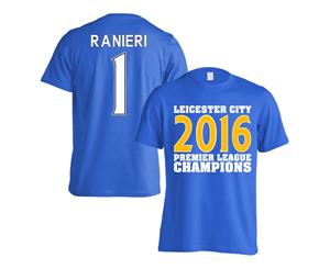 Leicester City 2016 Premier League Champions T-Shirt (Ranieri 1) Blue