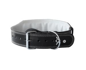 MANI Leather 4" Weight Training Belt - Black/White