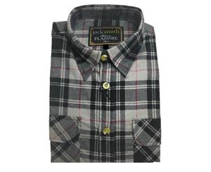 Men's Flannelette Shirt Check Vintage Long Sleeve - 129 (Full Placket)
