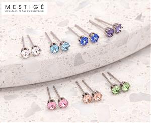 Mestige Solitaire Everyday Pack Earrings w/ Swarovski Crystals