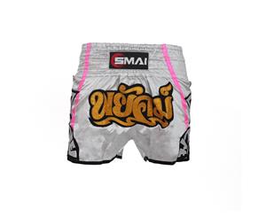 Muay Thai Shorts v3 - Silver / Pink