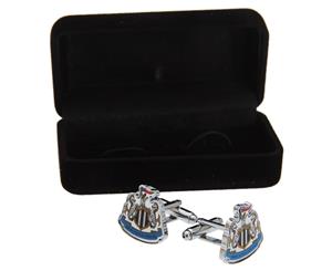 Newcastle United Fc Official Metal Football Crest Cufflinks (Silver/Black/White) - SG1536