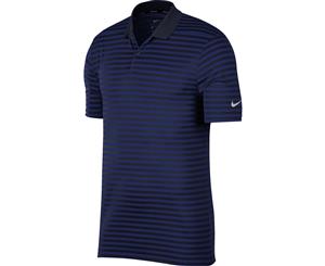 Nike Mens Dry Victory Striped Short Sleeve Golf Polo Shirt - ObsidianDeep Royal BlueFLT Silver