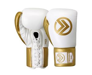 Onward Ignis Pro Fight Lace Up Boxing Glove - Leather Professional Boxing Gloves  Professional Boxing Competition - White