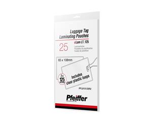 Pfeiffer Luggage Tag Laminating Pouches 125 Mic With Plastic Loops 25-Pack (R)