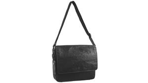 Pierre Cardin Small Rustic Business Leather Bag - Black