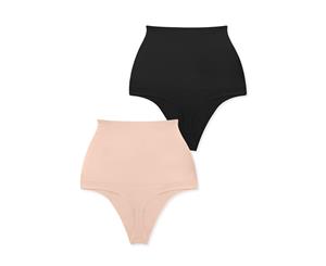 Power Thong 2 Pack - Black and Nude