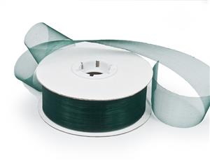 Premium Hunter Green Organza Ribbon 25mm x 50m