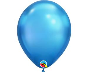 Qualatex 11 Inch Round Plain Latex Balloons (100 Pack) (Chrome Blue) - SG4586