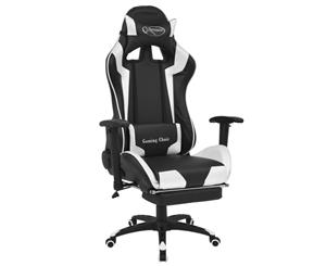 Reclining Racing Gaming Chair with Footrest White Office Computer Seat