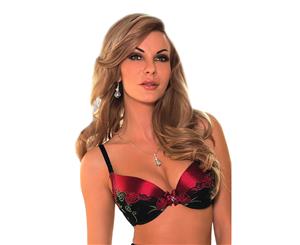 Roza Rufina Red and Black Floral Push-up Bra