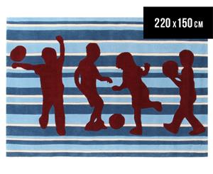 Rug Culture 220x150cm Creative Kids Playtime! Rug - Blue/Red