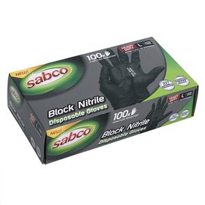 Sabco Large Black Heavy Duty Nitrile Gloves - 100 Pack
