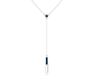 San Diego Padres Sapphire Y-Shaped Necklace For Women In Sterling Silver Design by BIXLER - Sterling Silver