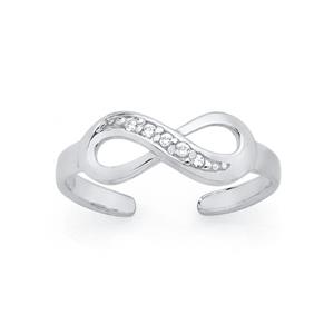 Silver Cubic Zirconia Infinity Toe Ring