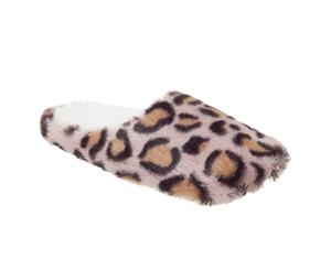 Slumberzzz Womens/Ladies Leopard Mule Slippers (Pink Leopard Print) - SL738