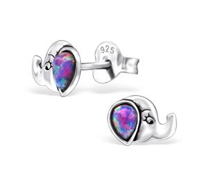 Sterling Silver Elephant Opal Earrings