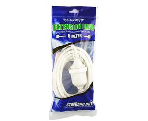 Ultracharge 5m AC Extension Lead Cable - White