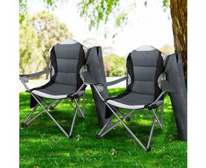 Weisshorn 2X Folding Camping Chairs Arm Chair Portable Outdoor Beach Fishing BBQ Picnics Hoildays