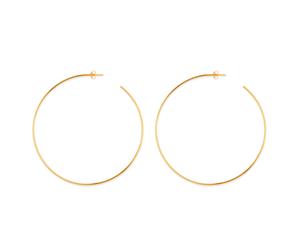 14k Gold Round Open Hoop Earrings Diameter 25 mm - White