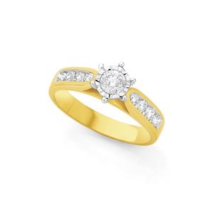 18ct Gold Diamond Shoulder Solitaire Ring