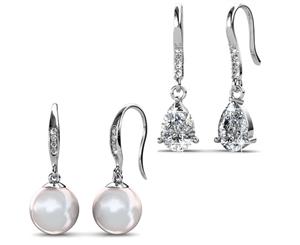 2 Pair Set Earrings w/Swarovski Crystals