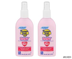 2 x Banana Boat Baby SPF50+ Sunscreen Lotion Spray 200mL