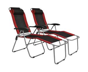 2pcs Reclining Sun Beach Deck Lounger Chair Outdoor Folding Camping Red
