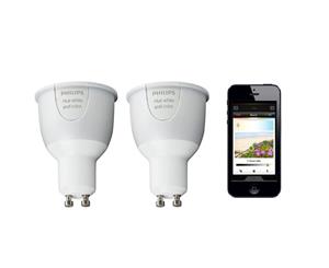 2x Philips HUE 6.5W GU10 Warm/Cool White/Colour LED Downlight Bulb for APP/Wi-Fi
