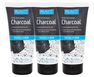 3 x Beauty Formulas Activated Charcoal Facial Scrub 150mL