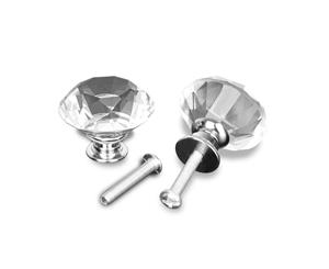 32Pack Diamond Clear Crystal Glass Door Pull Drawer Knob Handle 40mm
