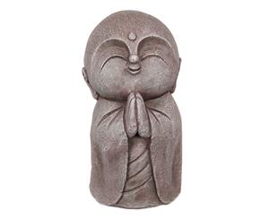 35cm Japanese &quotJizo" Praying Divinity Statue Grey Resin