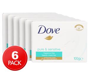 6 x Dove Pure & Sensitive Soap Bar 100g