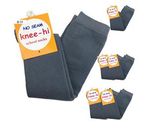 6pcs Unisex Knee High School Plain Cotton Socks - Grey