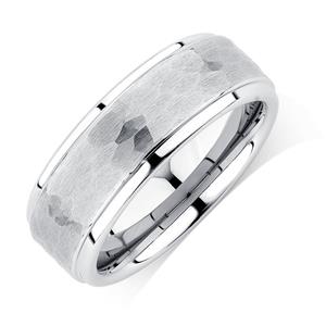 8mm Men's Ring in White Tungsten