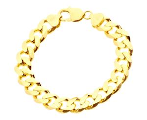 925 Sterling Silver Curb Chain Bracelet - 11mm gold
