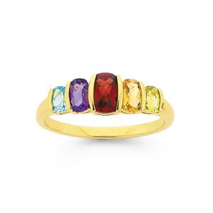 9ct Multi Colour Semi Precious Stones Dress Ring