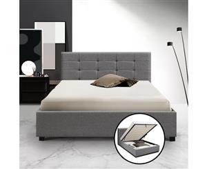 Artiss King Single Size Gas Lift Bed Frame Base With Storage Mattress Fabric Grey LISA