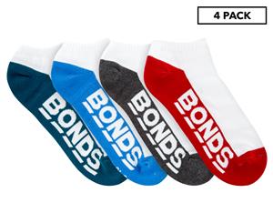Bonds Men's Size 6-10 Low Cut Sports Socks 4-Pack - White/Multi