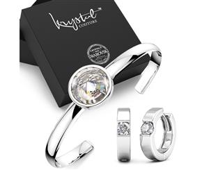Boxed Modern Bangle and Earrings Set Embellished with Swarovski crystals