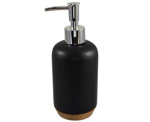 Ceramic Soap Dispenser with Wooden Base Black