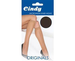 Cindy Womens/Ladies Micromesh Knee Highs (1 Pair) (Barely Black) - LW106
