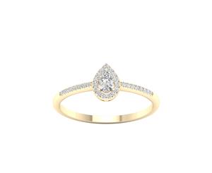 De Couer 9KT Yellow Gold Pear Diamond Halo Promise Ring (1/5CT TDW H-I Color I2 Clarity)