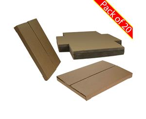 Die-Cut Postal Mailing Cardboard Boxes - Pack of 20 - 35 x 2.5 x 24.5cm