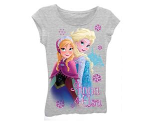 Disney Frozen Grey Anna And Elsa Girls 7-16 Tee Shirt